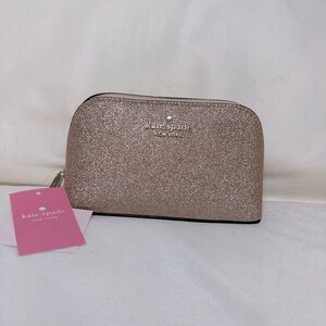NWT Kate Spade make up bag ROSE GOLD SPARKLES
